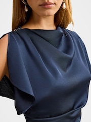 Forever New Blue Genevieve Satin Drape Maxi Dress - Image 3 of 4