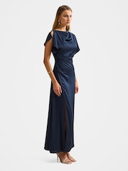 Forever New Blue Genevieve Satin Drape Maxi Dress - Image 4 of 4