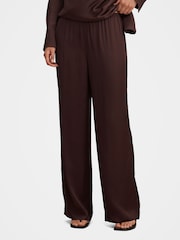 Forever New Brown Maude Satin Wide Leg Trousers - Image 1 of 5