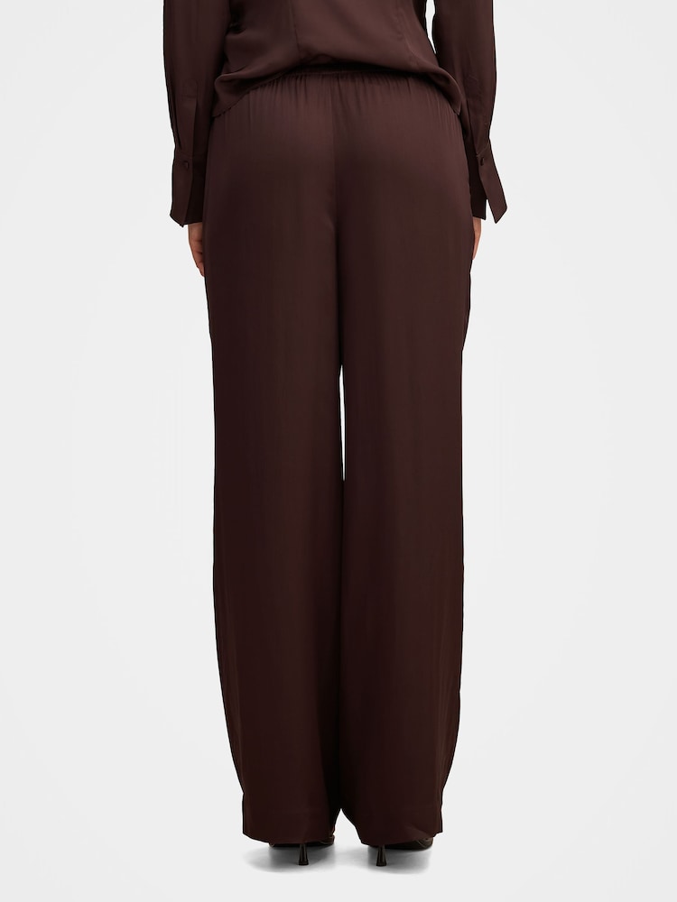 Forever New Brown Maude Satin Wide Leg Trousers - Image 2 of 5