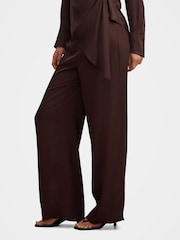 Forever New Brown Maude Satin Wide Leg Trousers - Image 4 of 5