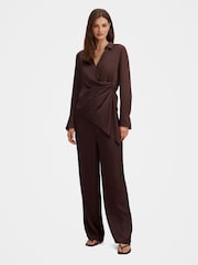 Forever New Brown Maude Satin Wide Leg Trousers - Image 5 of 5