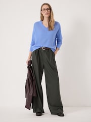 Hush Blue Colette Cashmere V-Neck Saddle Sleeve Jumper - Image 4 of 6