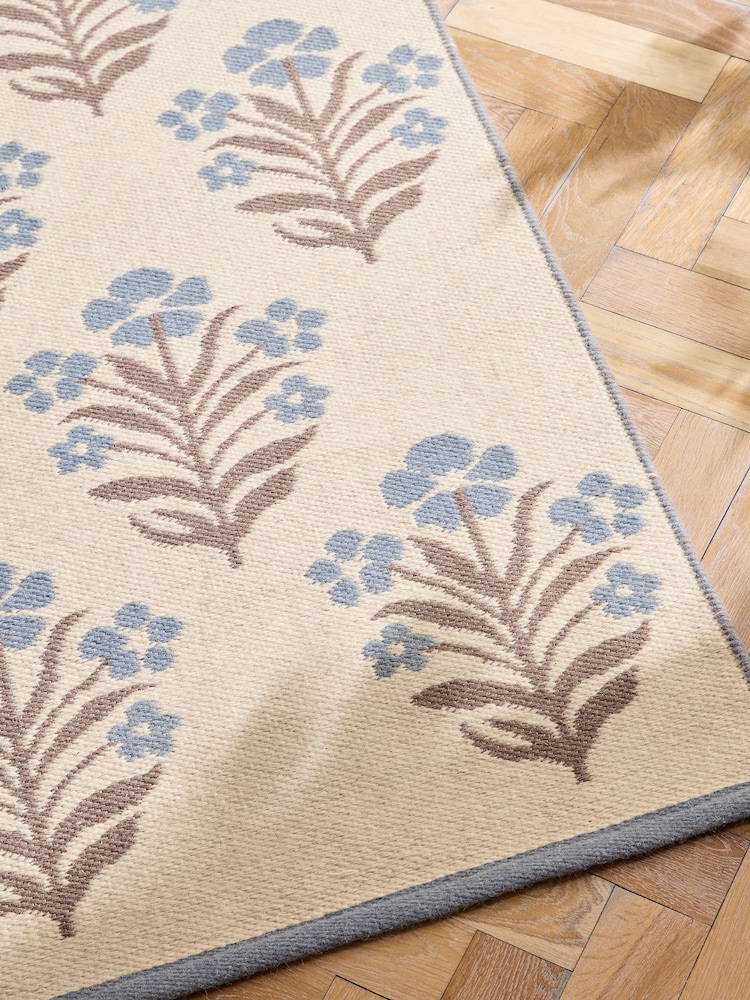 Laura Ashley Blue Wool Jacquard Amilia Trellis Rug - Image 2 of 5