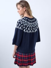 Marineblau/blau - Short Sleeve Knit 2 in 1 Mini Dress - Bild 3 von 4