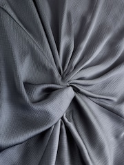 Petrol Blue Satin Short Sleeve Twist Front Midi Dress - Image 6 of 7