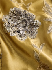 Gold Short Sleeve Tie Fasten Collar Embellished Mini Dress - Image 7 of 8