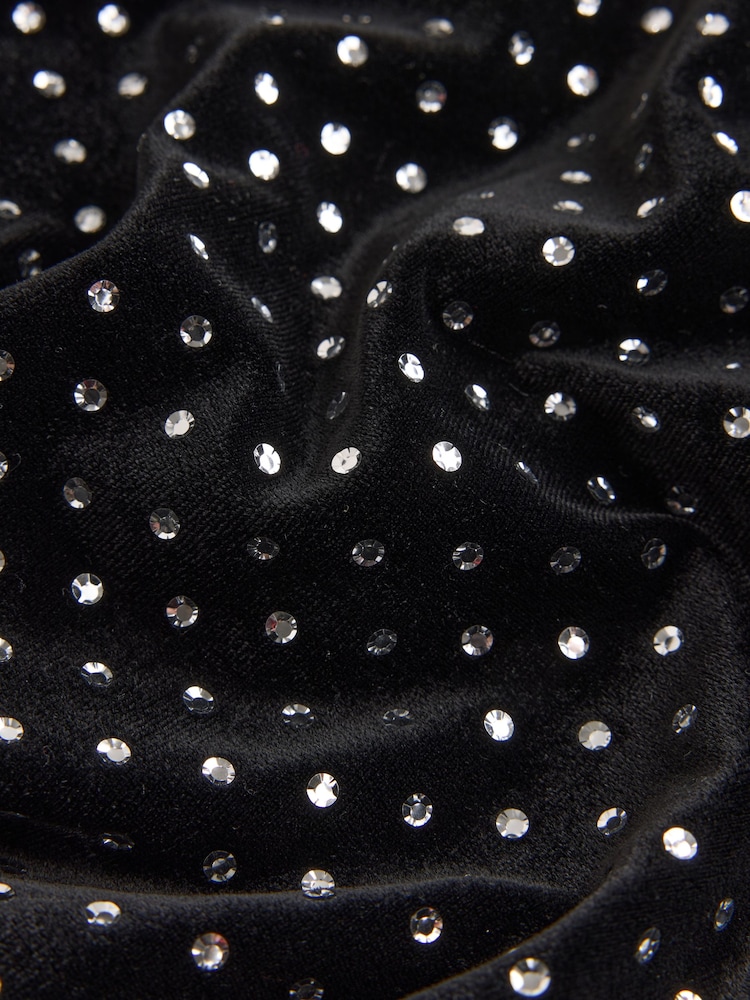 Black Velvet One Shoulder Ruched Midi Dress - Image 2 of 6 Black Velvet One Shoulder Ruched Midi Dress - Image 2 of 6
