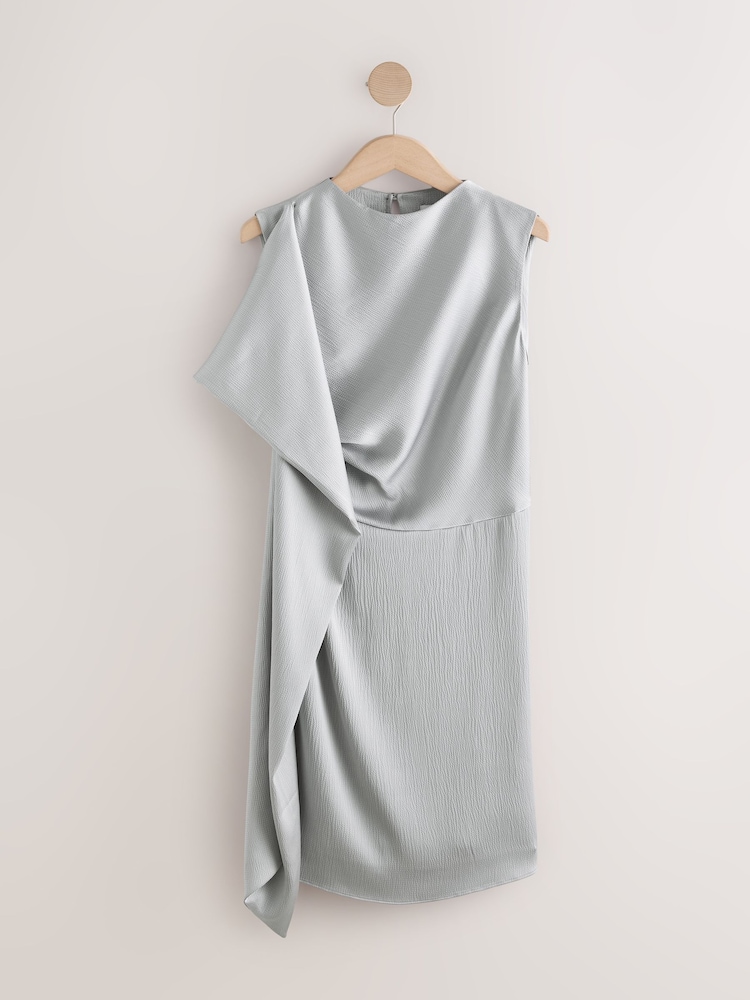 Silver Textured Satin Scarf Mini Dress - Image 1 of 10 Silver Textured Satin Scarf Mini Dress - Image 1 of 10