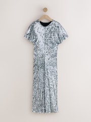 Silver N.Premium Short Sleeve Sequin Midi Dress - Image 5 of 7