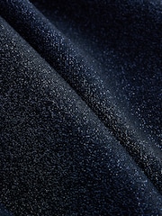 Navy Blue Off Shoulder Asymetric Tie Waist Sparkle Jersey Jumpsuit - Image 8 of 8