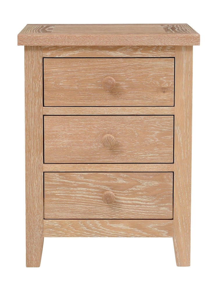 Cotswold Company Whitewash Oak Inglesham 3 Drawer Bedside Table - Image 1 of 5