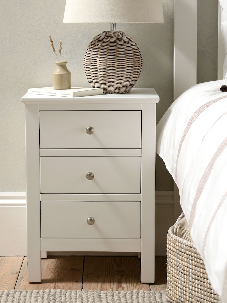 Cotswold Company Pure White Simply Cotswold 3 Drawer Bedside Table - Image 1 of 6