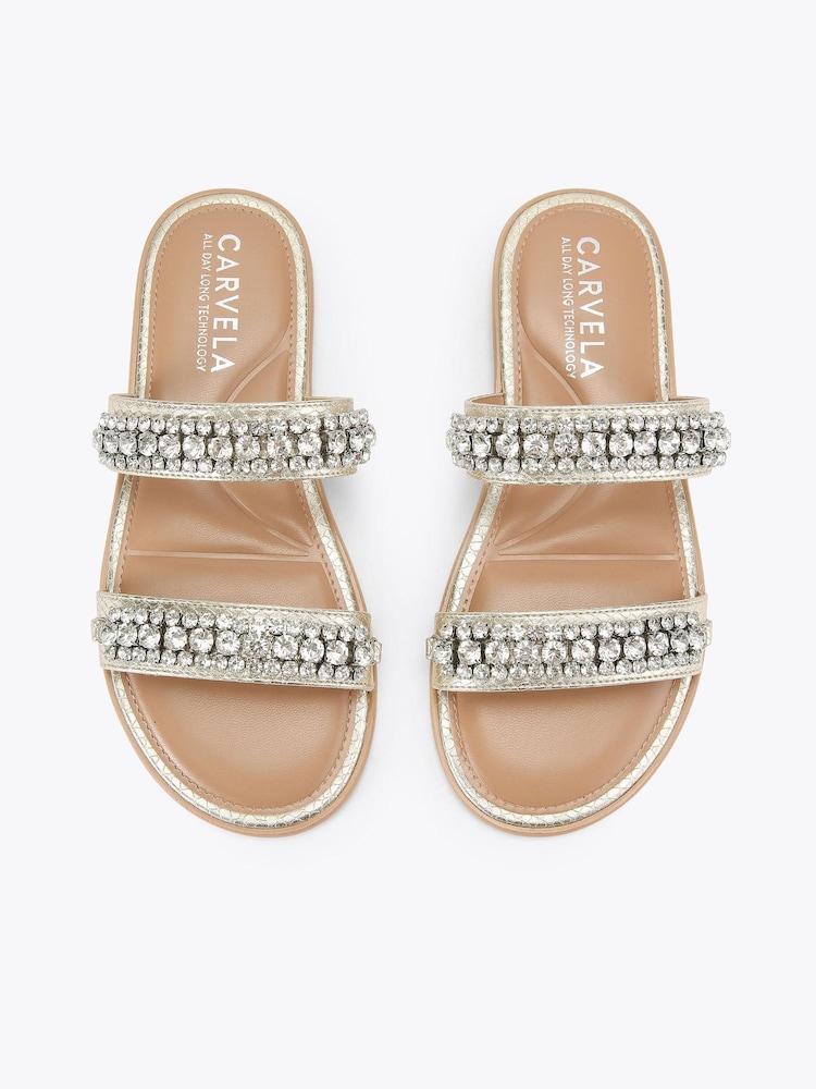 Carvela Gold Lusso Flat Sandals - Image 2 of 5 Carvela Gold Lusso Flat Sandals - Image 2 of 5