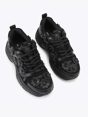 KG Kurt Geiger Black Lexie Flower Trainers - Image 2 of 4