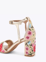 KG Kurt Geiger Gold Faryn Embroidery Sandals - Image 3 of 4