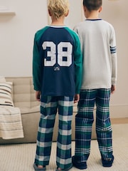 Navy/Grey Woven Check Pyjamas 2 Pack (3-16yrs) - Image 3 of 10