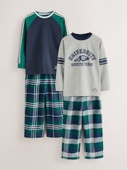Navy/Grey Woven Check Pyjamas 2 Pack (3-16yrs) - Image 5 of 10