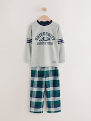 Navy/Grey Woven Check Pyjamas 2 Pack (3-16yrs) - Image 6 of 10