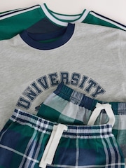Navy/Grey Woven Check Pyjamas 2 Pack (3-16yrs) - Image 9 of 10