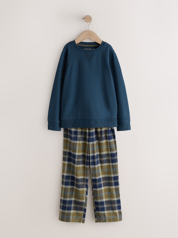 Blue/Green Long Sleeve Woven Check Pyjamas 2 Pack (3-16yrs) - Image 2 of 6 Blue/Green Long Sleeve Woven Check Pyjamas 2 Pack (3-16yrs) - Image 2 of 6