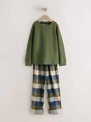 Blue/Green Long Sleeve Woven Check Pyjamas 2 Pack (3-16yrs) - Image 3 of 6
