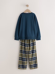 Blue/Green Long Sleeve Woven Check Pyjamas 2 Pack (3-16yrs) - Image 4 of 6