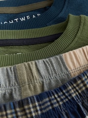 Blue/Green Long Sleeve Woven Check Pyjamas 2 Pack (3-16yrs) - Image 5 of 6