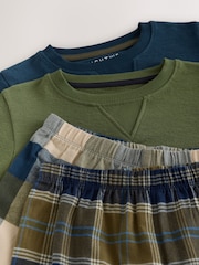 Blue/Green Long Sleeve Woven Check Pyjamas 2 Pack (3-16yrs) - Image 6 of 6