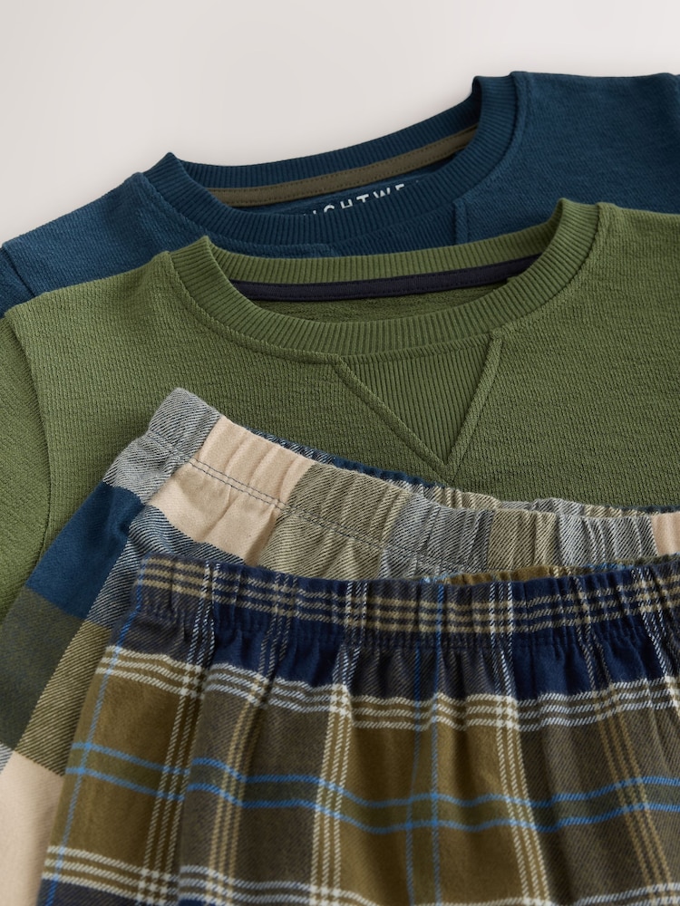 Blue/Green Long Sleeve Woven Check Pyjamas 2 Pack (3-16yrs) - Image 6 of 6 Blue/Green Long Sleeve Woven Check Pyjamas 2 Pack (3-16yrs) - Image 6 of 6