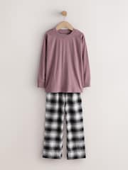 Blue/Brown Long Sleeve Woven Check Pyjamas 2 Pack (3-16yrs) - Image 3 of 6