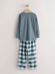 Blue/Brown Long Sleeve Woven Check Pyjamas 2 Pack (3-16yrs) - Image 4 of 6
