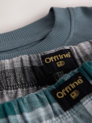 Blue/Brown Long Sleeve Woven Check Pyjamas 2 Pack (3-16yrs) - Image 5 of 6