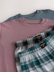 Blue/Brown Long Sleeve Woven Check Pyjamas 2 Pack (3-16yrs) - Image 6 of 6
