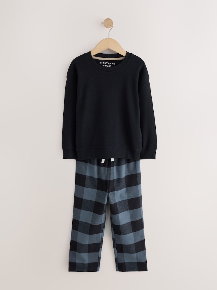 Black/Stone/Grey Woven Check Pyjamas 3 Pack (3-16yrs) - Image 2 of 7 Black/Stone/Grey Woven Check Pyjamas 3 Pack (3-16yrs) - Image 2 of 7