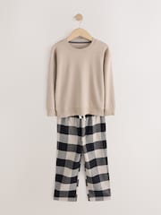 Black/Stone/Grey Woven Check Pyjamas 3 Pack (3-16yrs) - Image 3 of 7