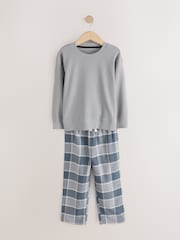 Black/Stone/Grey Woven Check Pyjamas 3 Pack (3-16yrs) - Image 4 of 7