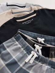 Black/Stone/Grey Woven Check Pyjamas 3 Pack (3-16yrs) - Image 7 of 7