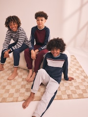 Navy/Burgundy Stripe Long Sleeve Jogger Pyjamas 3 Pack (3-16yrs) - Image 2 of 3