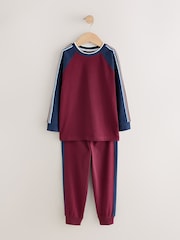 Navy/Burgundy Stripe Long Sleeve Jogger Pyjamas Set 3 Pack (3-16yrs) - Image 5 of 10