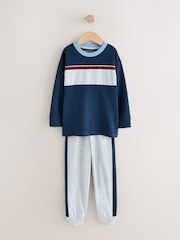 Navy/Burgundy Stripe Long Sleeve Jogger Pyjamas Set 3 Pack (3-16yrs) - Image 7 of 10