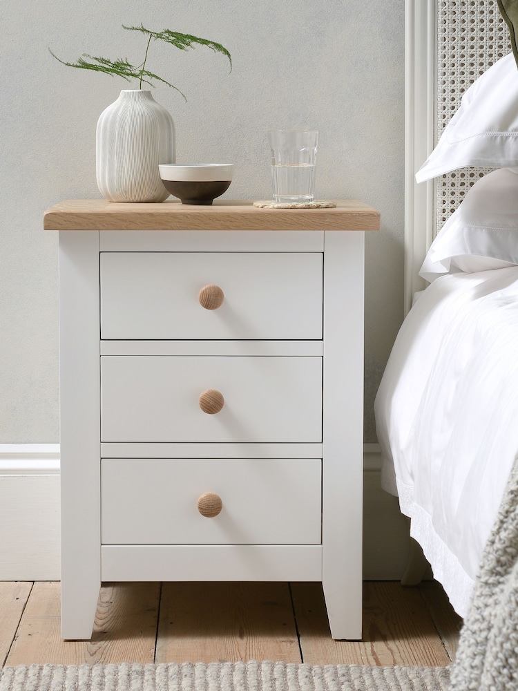 Cotswold Company Pure White Chester 3 Drawer Bedside Table - Image 1 of 5