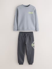 Gris tonal - Ensemble sweat-shirt et survêtement graphique surdimensionné Baker by Ted Baker - Image 1 de 9