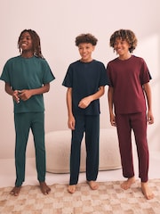Green/Blue/Red Side Stripe Short Sleeve Jogger Pyjamas 3 Pack (3-16yrs) - Image 1 of 3