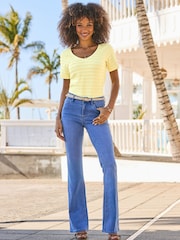 Sosandar Blue Petite Kick Flare Jeans - Image 1 of 4