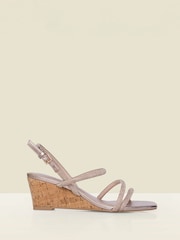Sosandar Gold Metallic Cork Wedge Espadrilles - Image 1 of 4