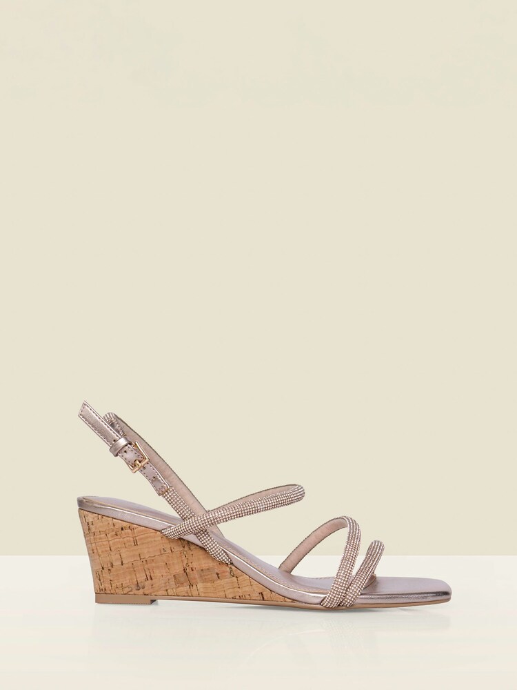 Sosandar Gold Metallic Cork Wedge Espadrilles - Image 1 of 4 Sosandar Gold Metallic Cork Wedge Espadrilles - Image 1 of 4