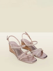 Sosandar Gold Metallic Cork Wedge Espadrilles - Image 2 of 4