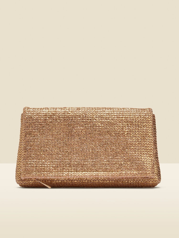 Sosandar Metallic Woven Clutch Bag - Image 2 of 5