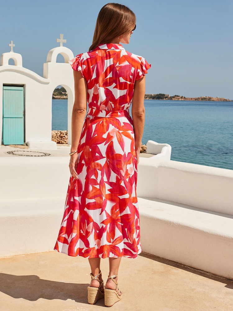 Sosandar Pink Petite Floral Print Belted Shirt Dress - Image 2 of 5